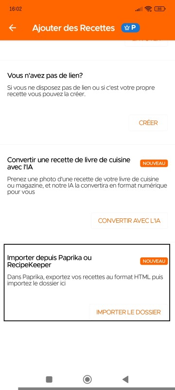 Upload Recipes page of KitchenPal